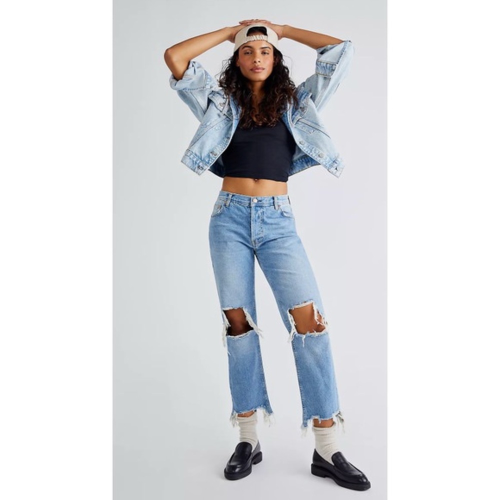 Free People Light Wash Straight Leg Jeans